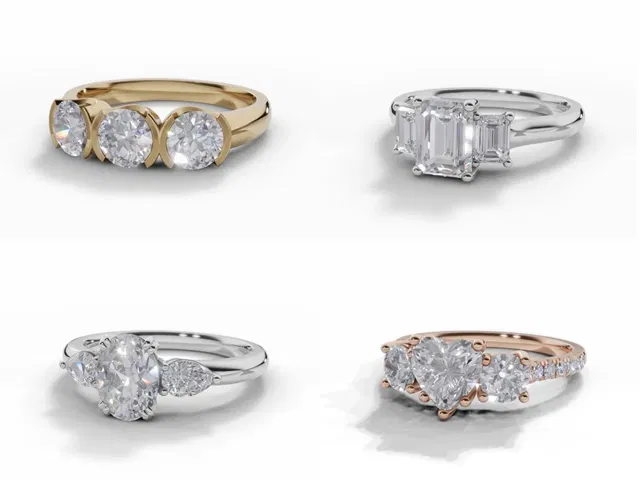 IMAGE SELECTION OF DIFFERENT DIAMOND TRILOGY ENGAGAMENT RINGS